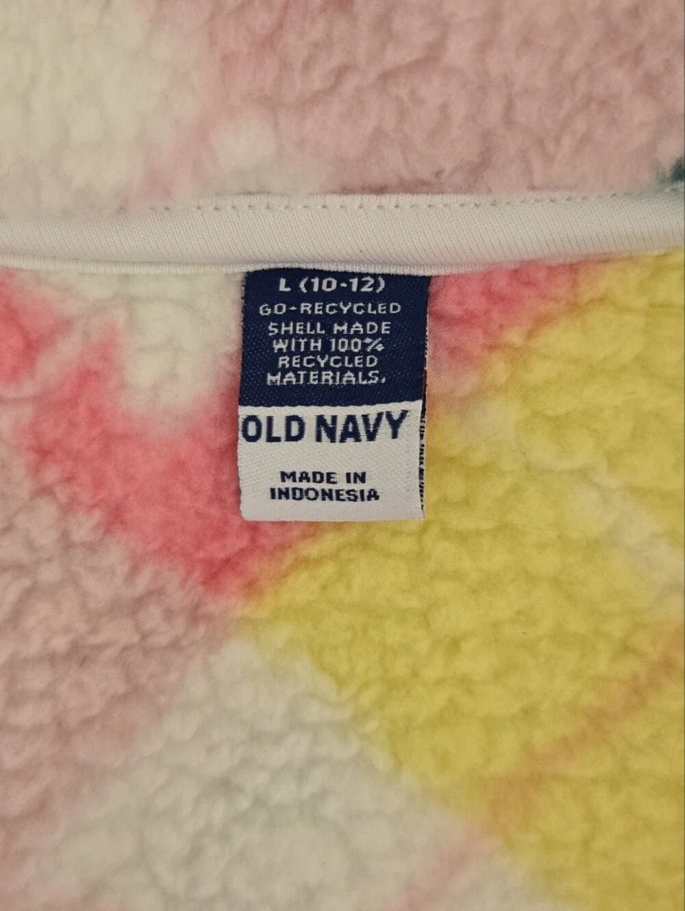 old navy | girls l | floral argyle fleece full‑zip jacket